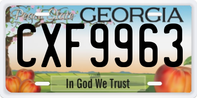 GA license plate CXF9963