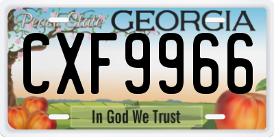 GA license plate CXF9966