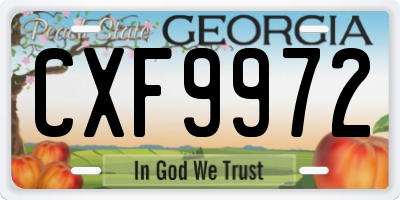 GA license plate CXF9972