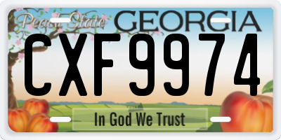GA license plate CXF9974