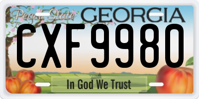 GA license plate CXF9980