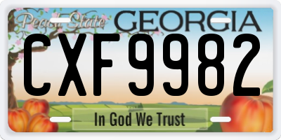 GA license plate CXF9982