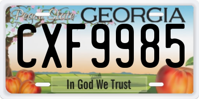 GA license plate CXF9985