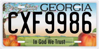 GA license plate CXF9986