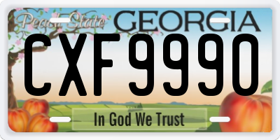 GA license plate CXF9990