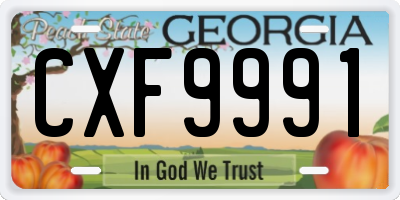 GA license plate CXF9991