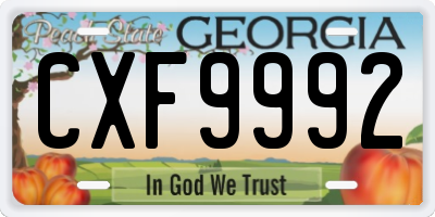 GA license plate CXF9992