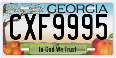 GA license plate CXF9995