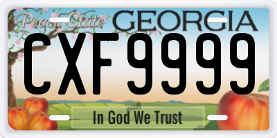 GA license plate CXF9999