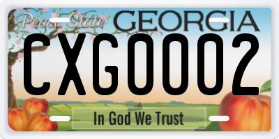 GA license plate CXG0002