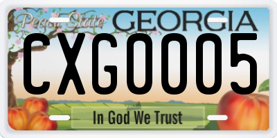 GA license plate CXG0005