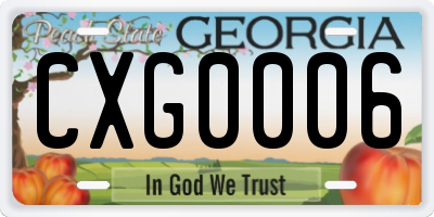 GA license plate CXG0006