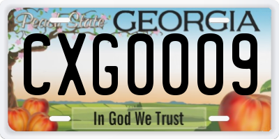GA license plate CXG0009