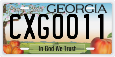 GA license plate CXG0011
