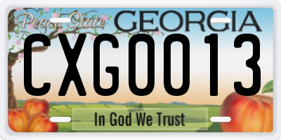 GA license plate CXG0013