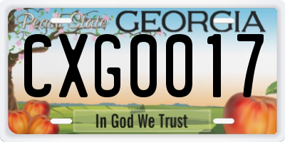 GA license plate CXG0017