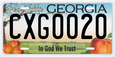GA license plate CXG0020