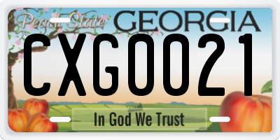 GA license plate CXG0021