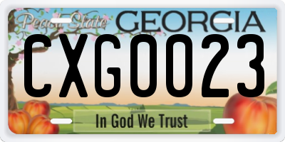 GA license plate CXG0023