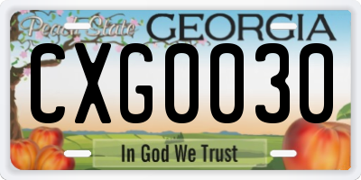 GA license plate CXG0030
