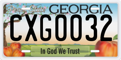 GA license plate CXG0032