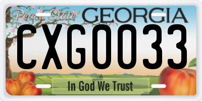 GA license plate CXG0033