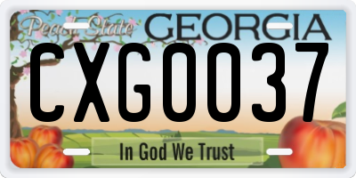 GA license plate CXG0037
