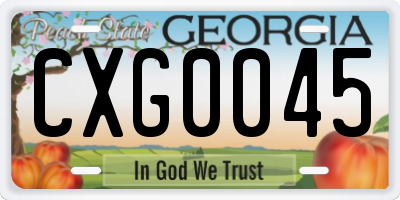 GA license plate CXG0045