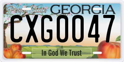 GA license plate CXG0047