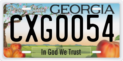 GA license plate CXG0054