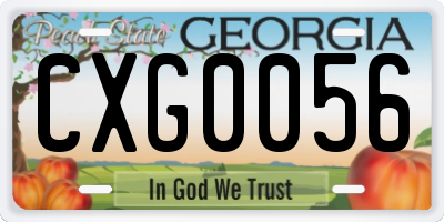 GA license plate CXG0056