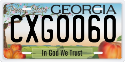 GA license plate CXG0060