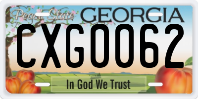 GA license plate CXG0062