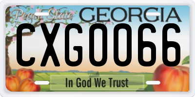 GA license plate CXG0066