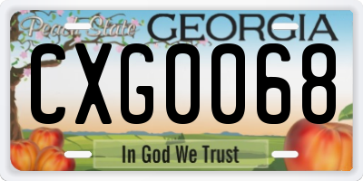 GA license plate CXG0068