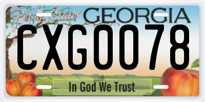 GA license plate CXG0078