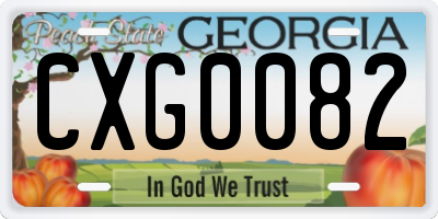 GA license plate CXG0082
