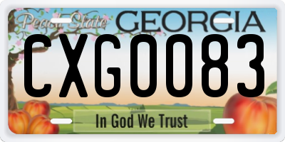 GA license plate CXG0083