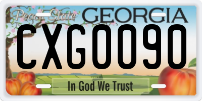 GA license plate CXG0090