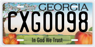 GA license plate CXG0098