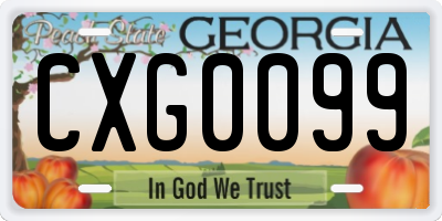 GA license plate CXG0099
