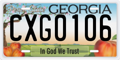 GA license plate CXG0106