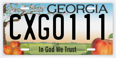 GA license plate CXG0111