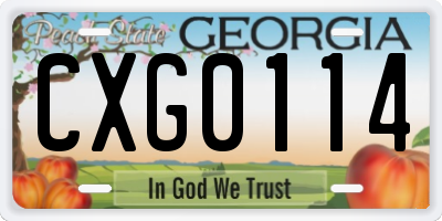 GA license plate CXG0114
