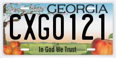 GA license plate CXG0121