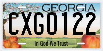 GA license plate CXG0122