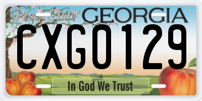GA license plate CXG0129