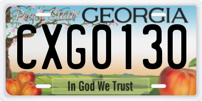 GA license plate CXG0130