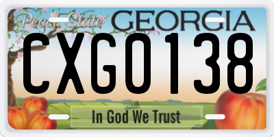 GA license plate CXG0138