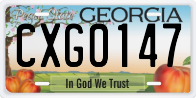GA license plate CXG0147